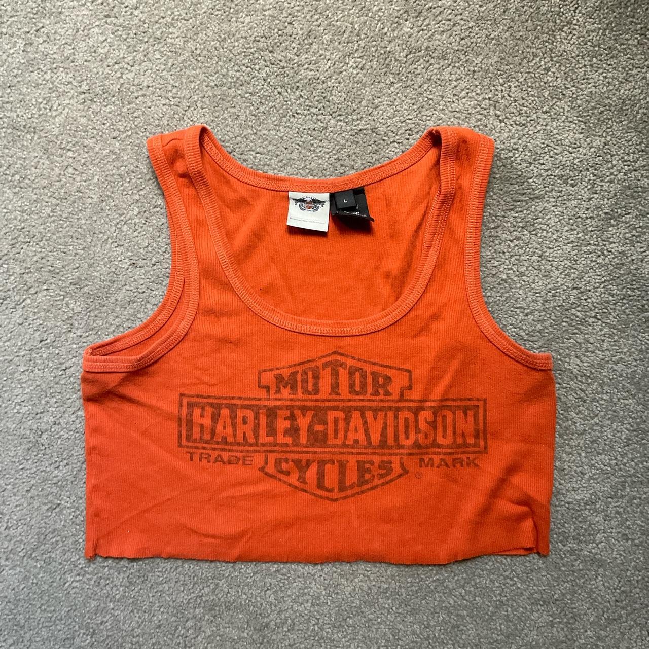 Harley Davidson Womens Orange Shirt Depop 