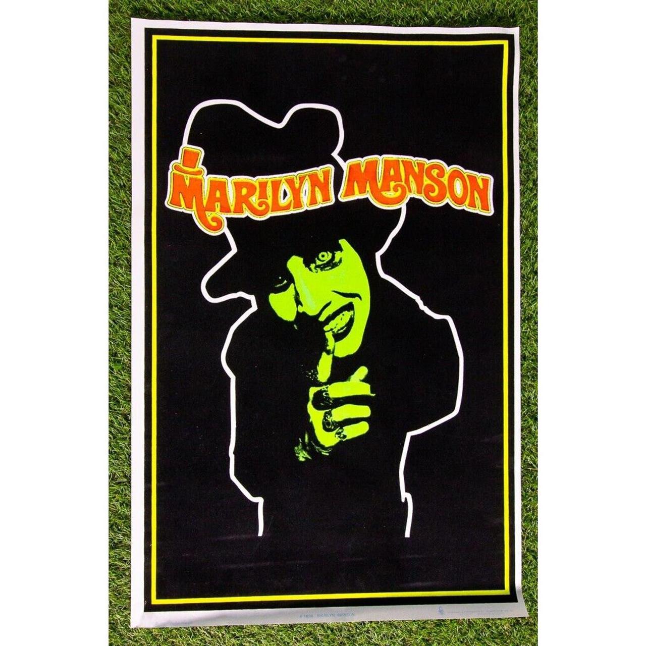 Marilyn Manson Top Hat Flocked Poster Black Light | Depop