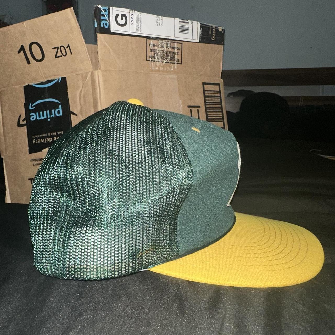 Vintage 90s Oakland A's Green Yellow SnapBack Hat by - Depop