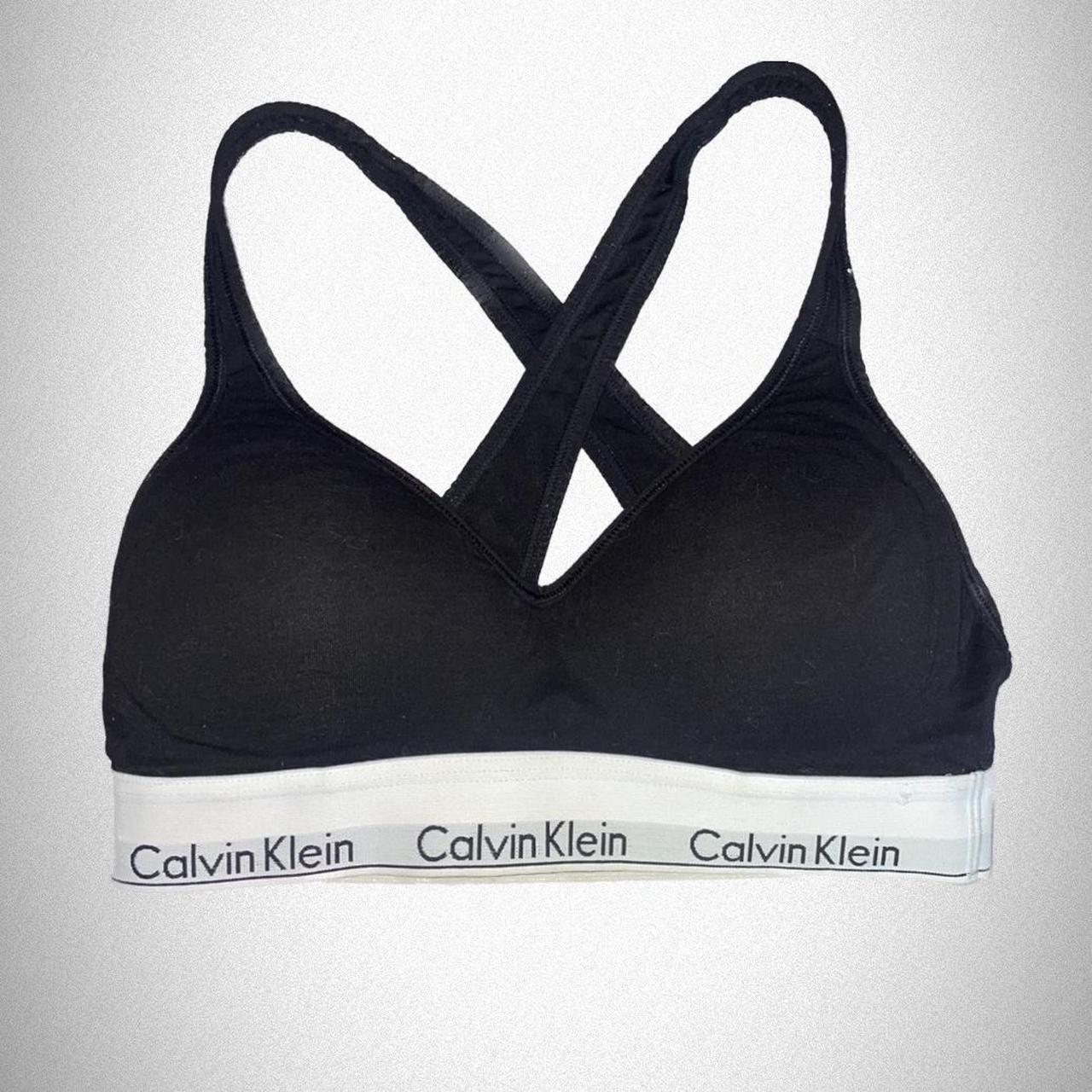 Calvin Klein Women's Black and White Bra Depop