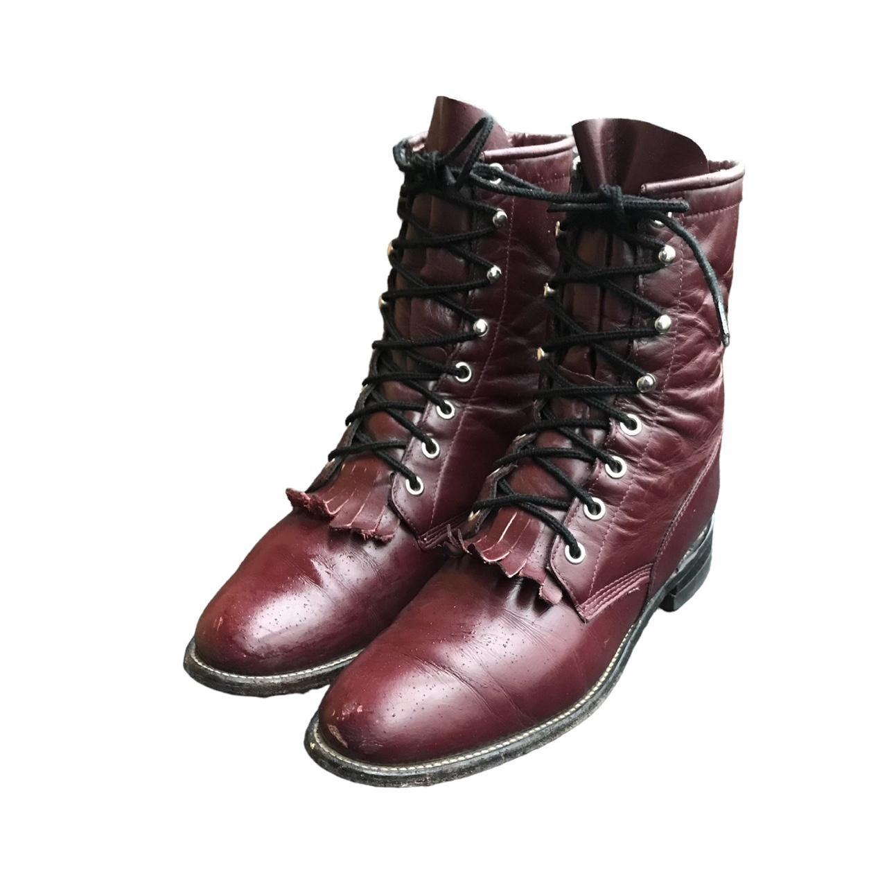 Burgundy hot sale flat boots