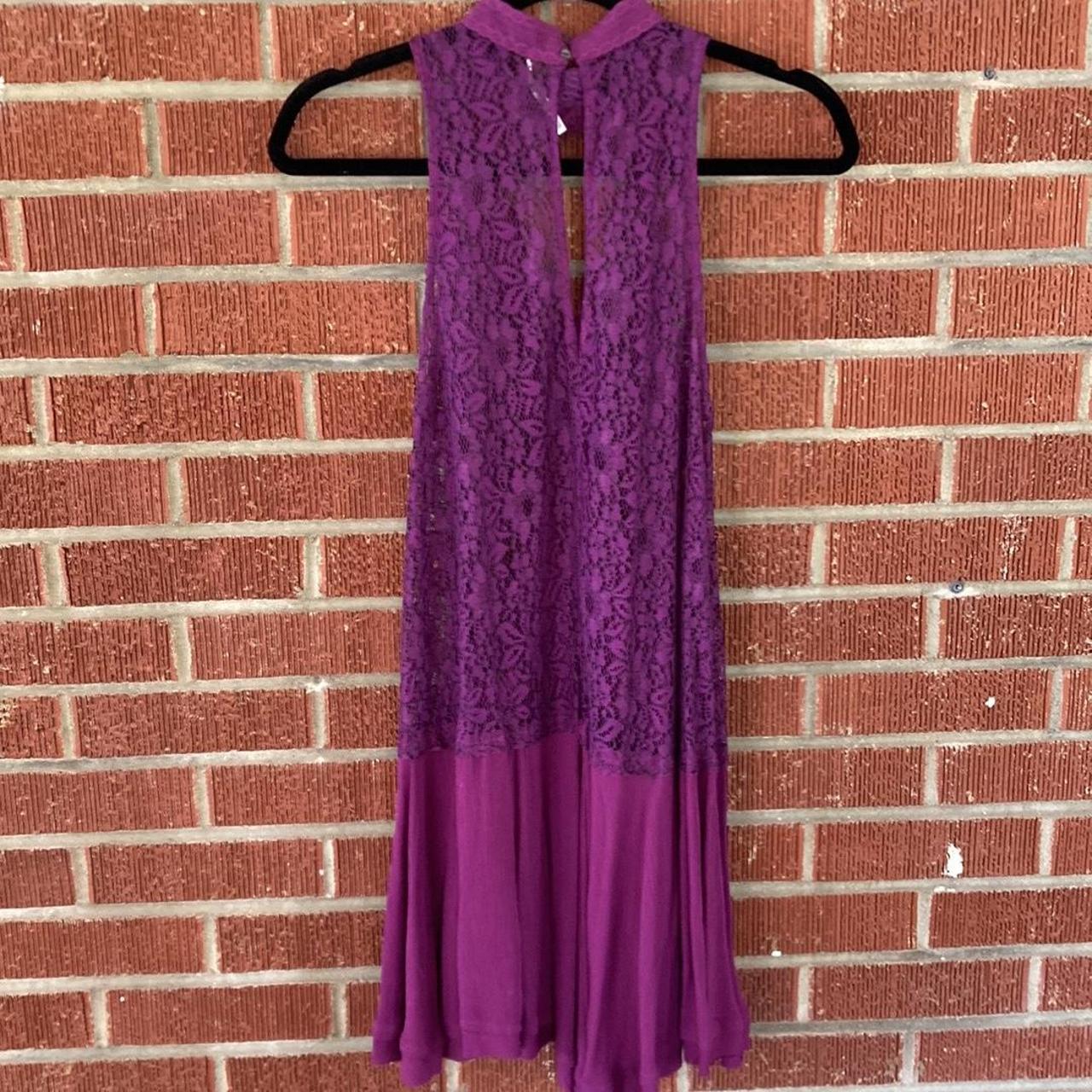 Free People vibrant purple lace dress/tunic. Size... - Depop