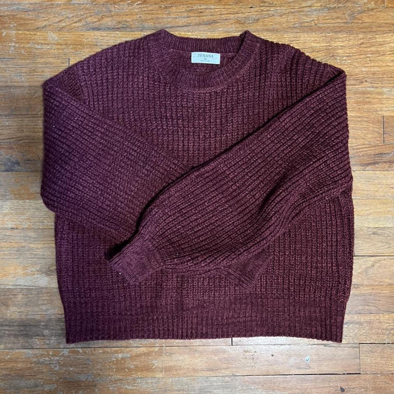 Maroon Knit Sweater, Womens XL / Mens L (Cropped... - Depop