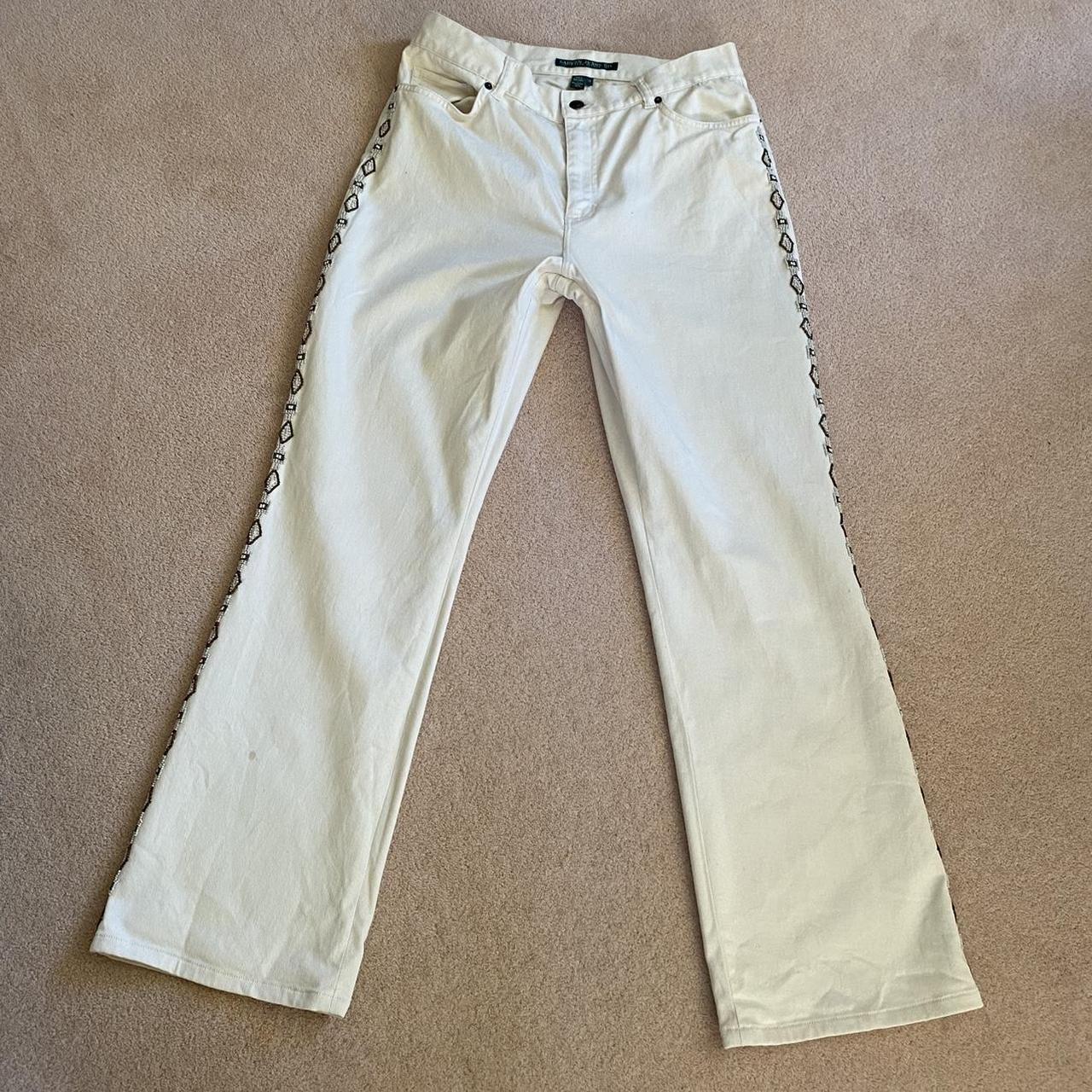 Ralph Lauren Women's Cream and Brown Jeans | Depop