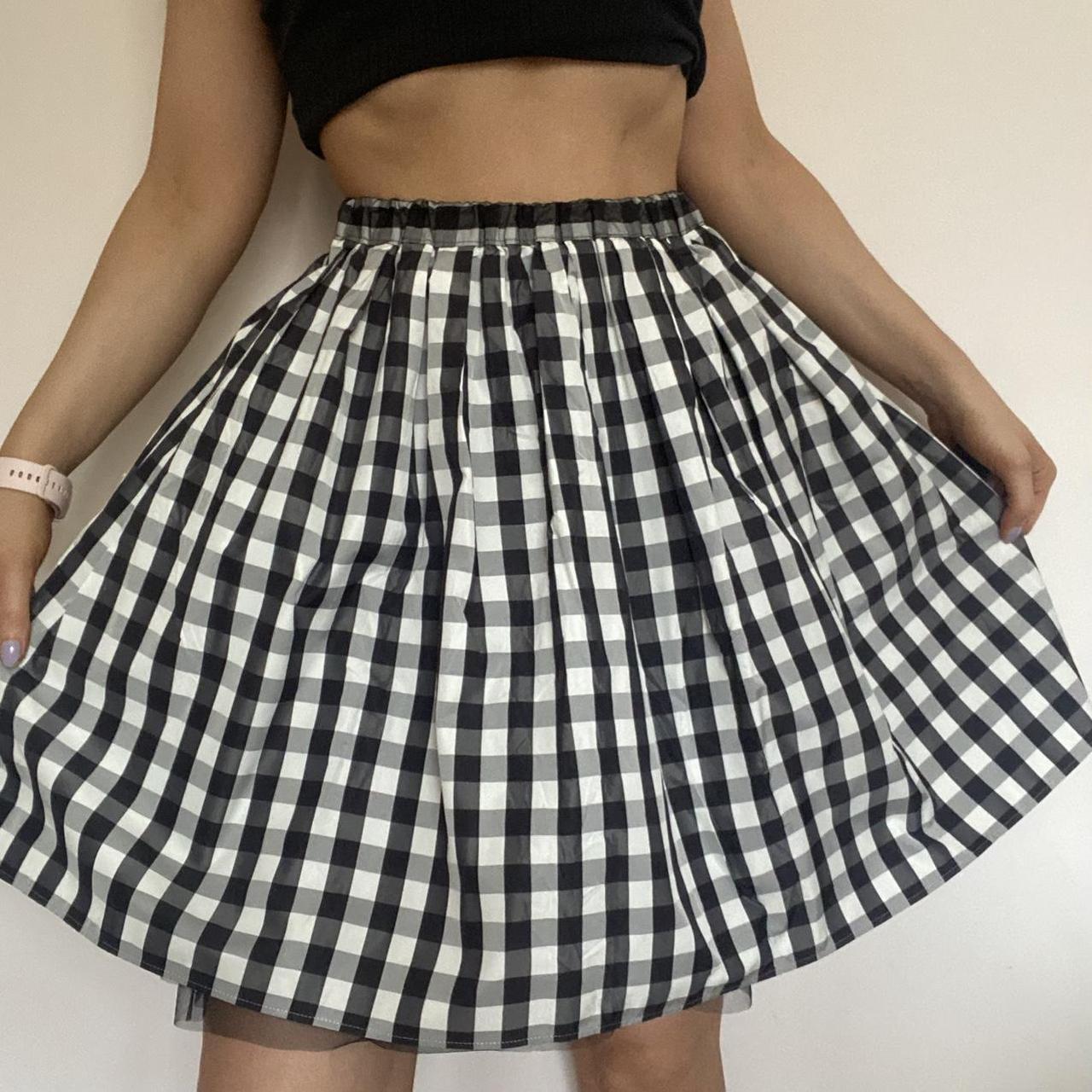 vintage black and white checked gingham puffy Depop