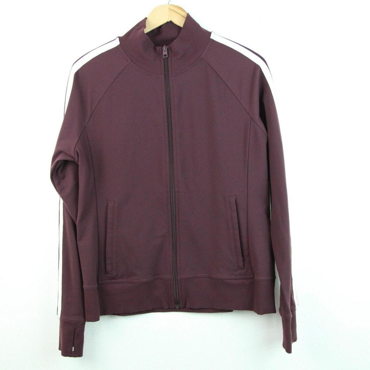 Athleta Circa track jacket size large. Burgundy Depop