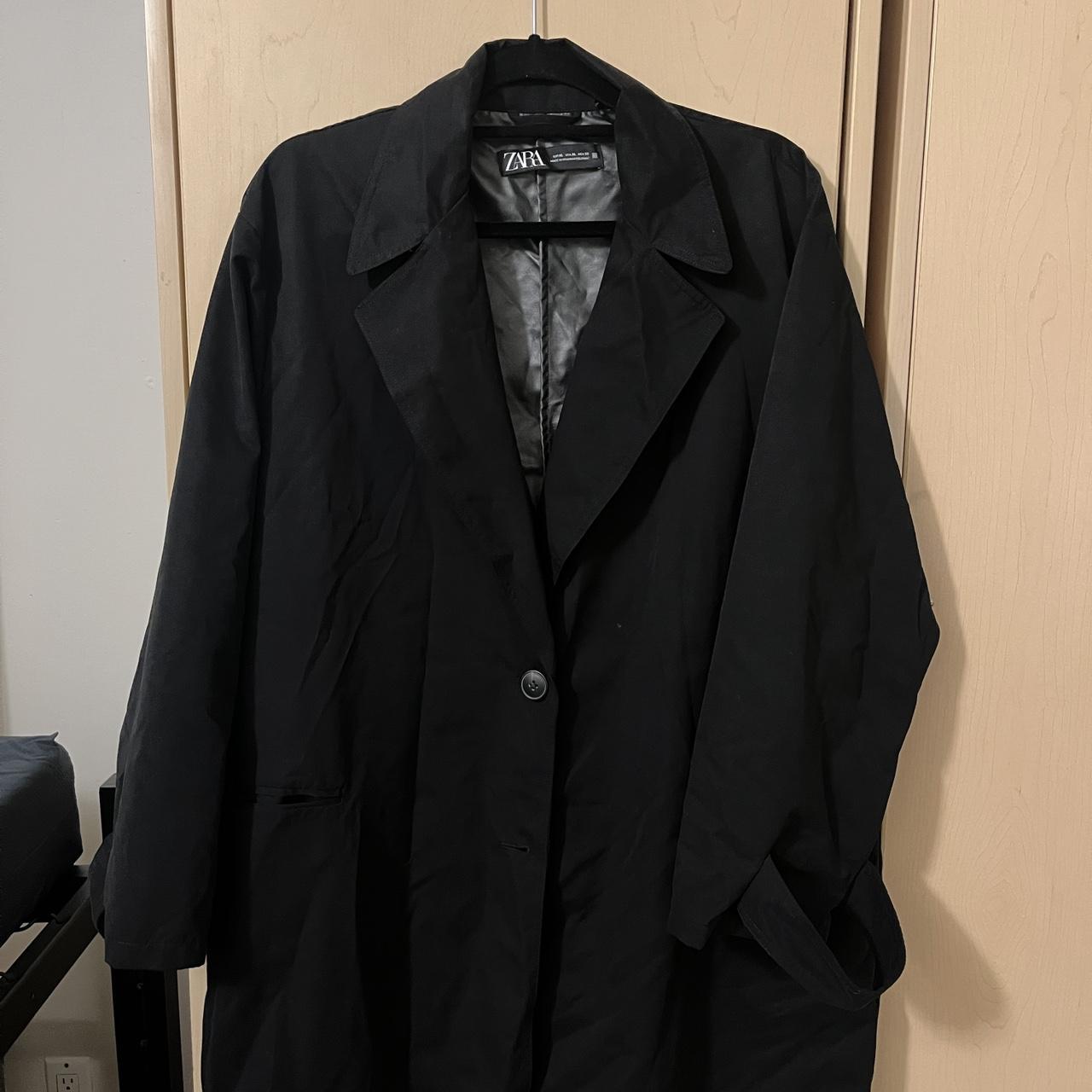 Zara black thin trench coat Size Women's XL - Depop