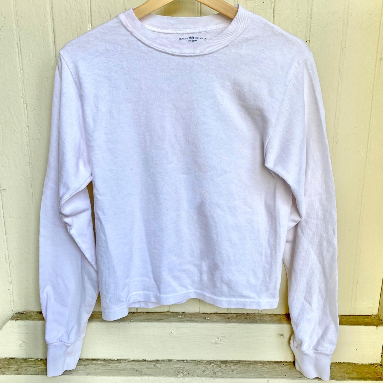 Brandy Melville White Thermal Long Sleeve Top Made... Depop