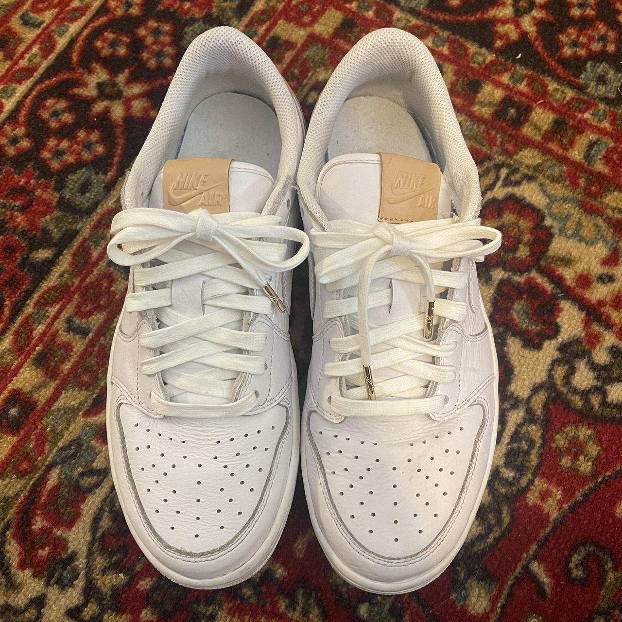 Jordan 1 low OG white vachetta Size 9.5 mens ⚠️FREE... - Depop