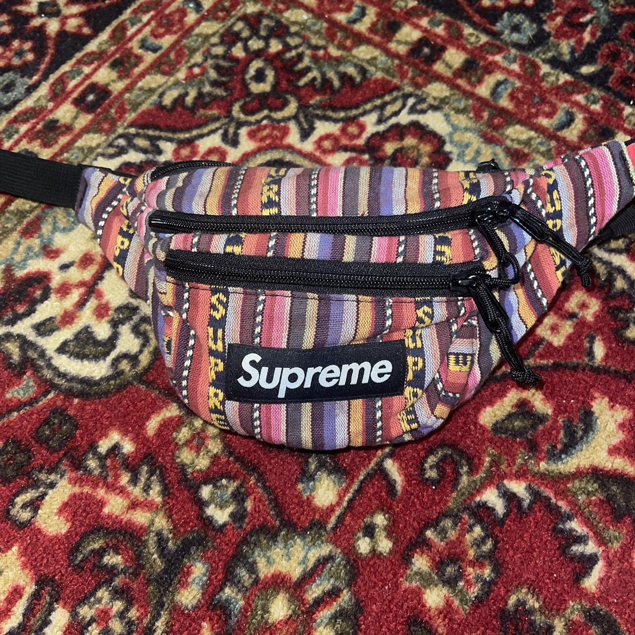 Supreme woven stripe waist bag Used but great... - Depop