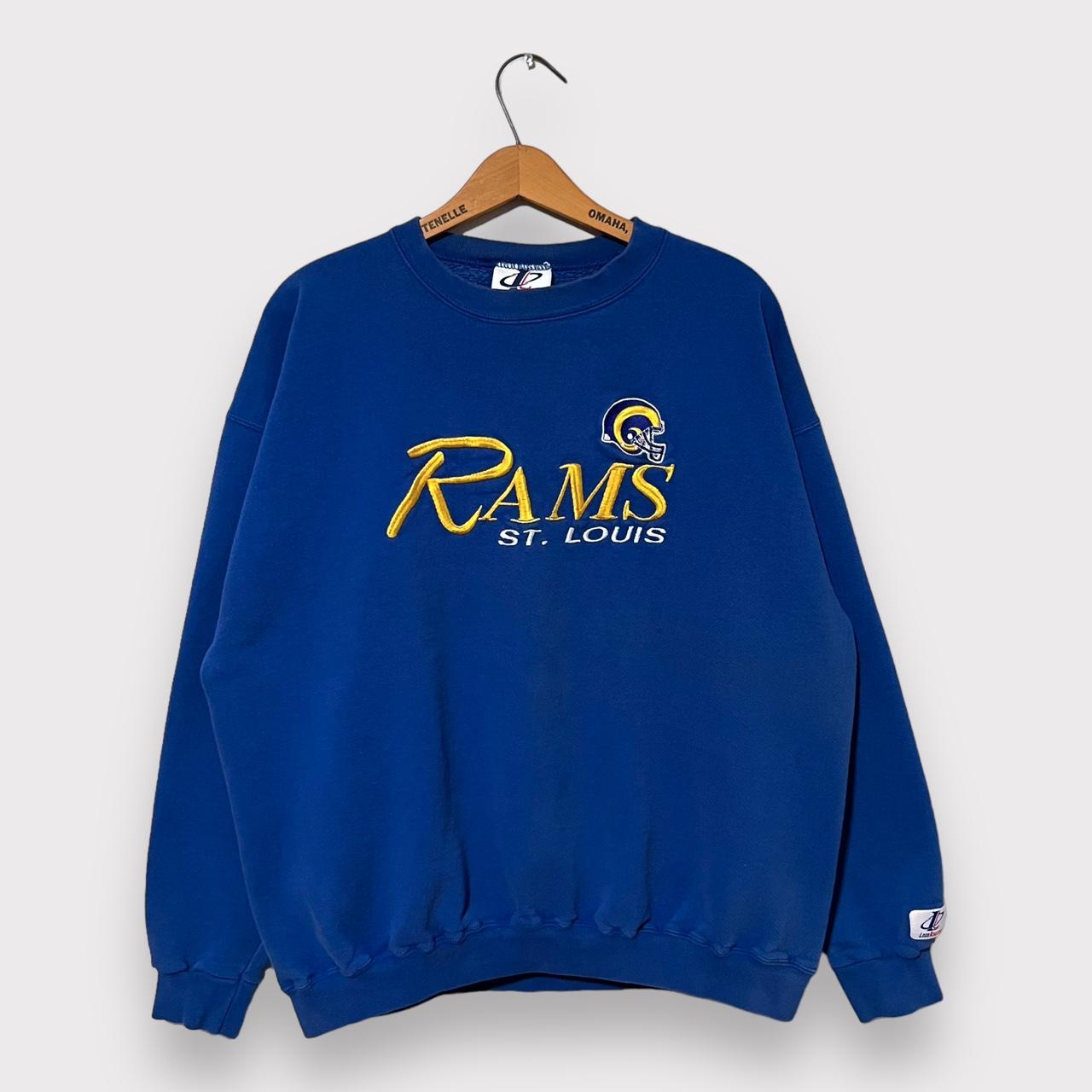 Vintage St Louis Rams Sweater Mens Large Blue Sweatshirt Football