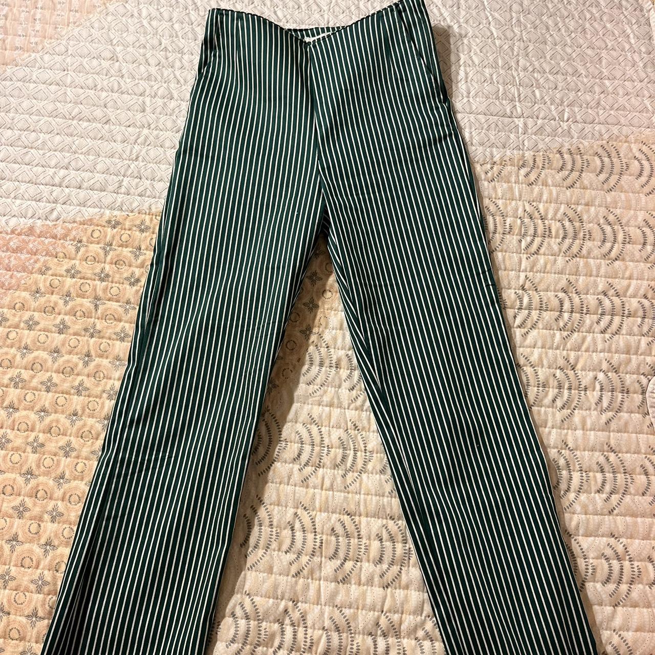 H&m green 2024 striped trousers