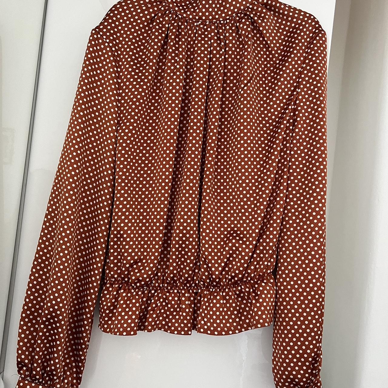 Quiz Women's Brown and White Blouse | Depop