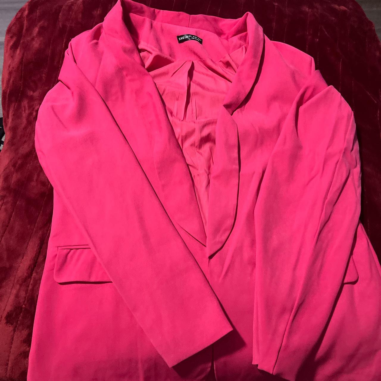 Shein Curve Blazer  3XL Pink karriert Oversize - Depop