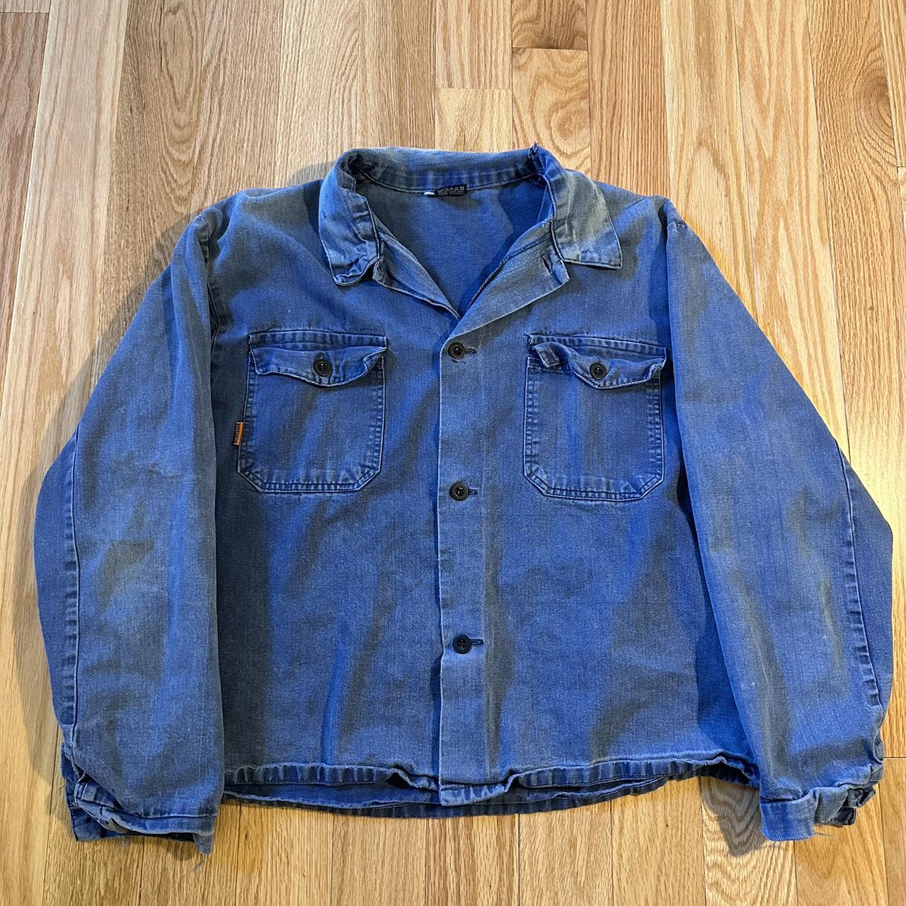 Vintage Workman French chore coat, a couple rips in... - Depop