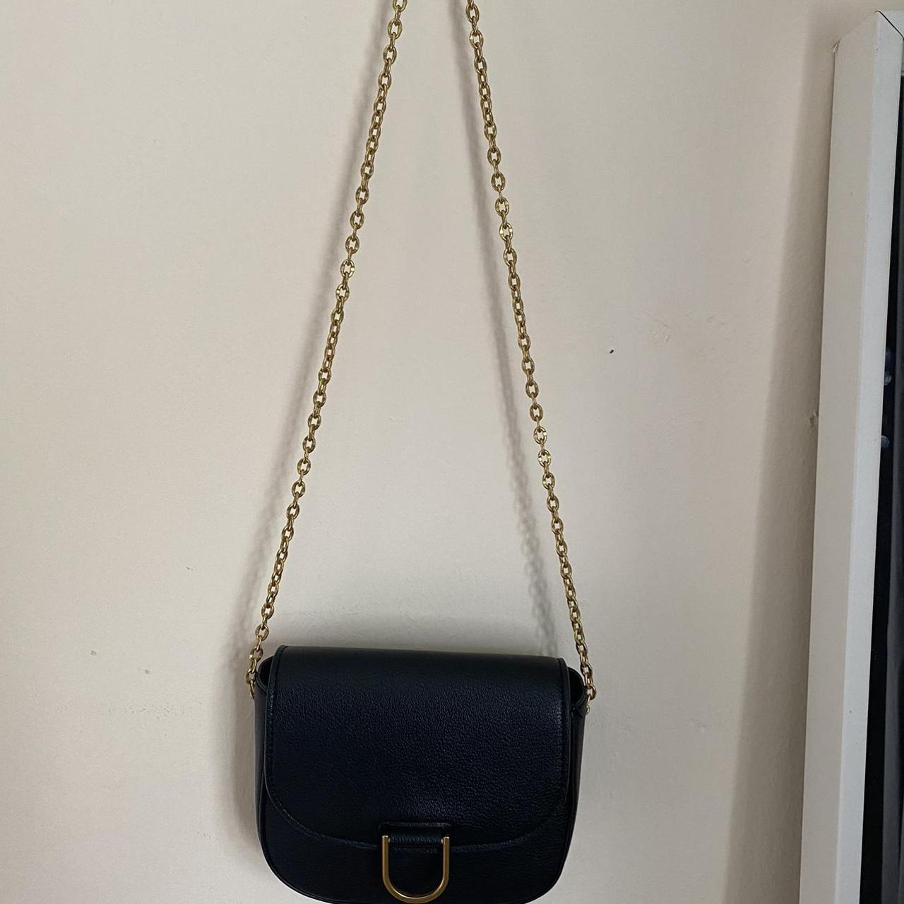 Mango cross body bag. Black leather with gold... Depop