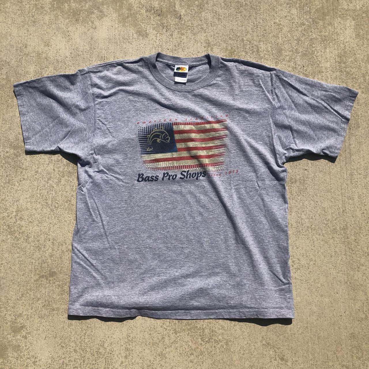 Vintage Bass Pro Shops t-shirt USA Flag with Bass... - Depop