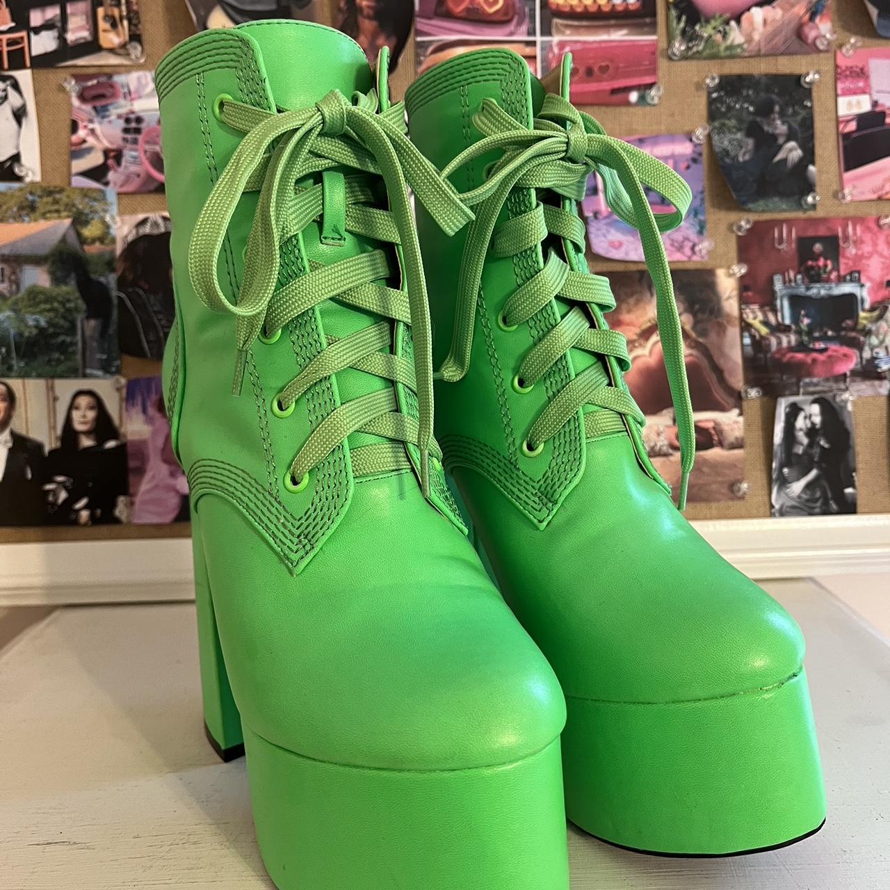 Dolls Kill Women's Green Boots | Depop