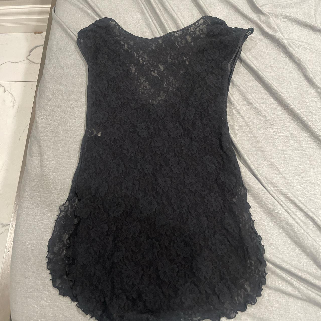 Vintage Coquette Lace Backless mini dress with bow... - Depop