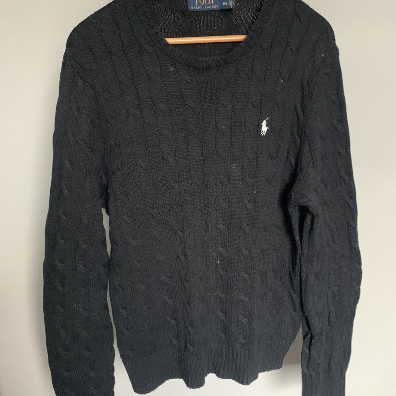 Polo Ralph Lauren Men's Black and White Jumper | Depop