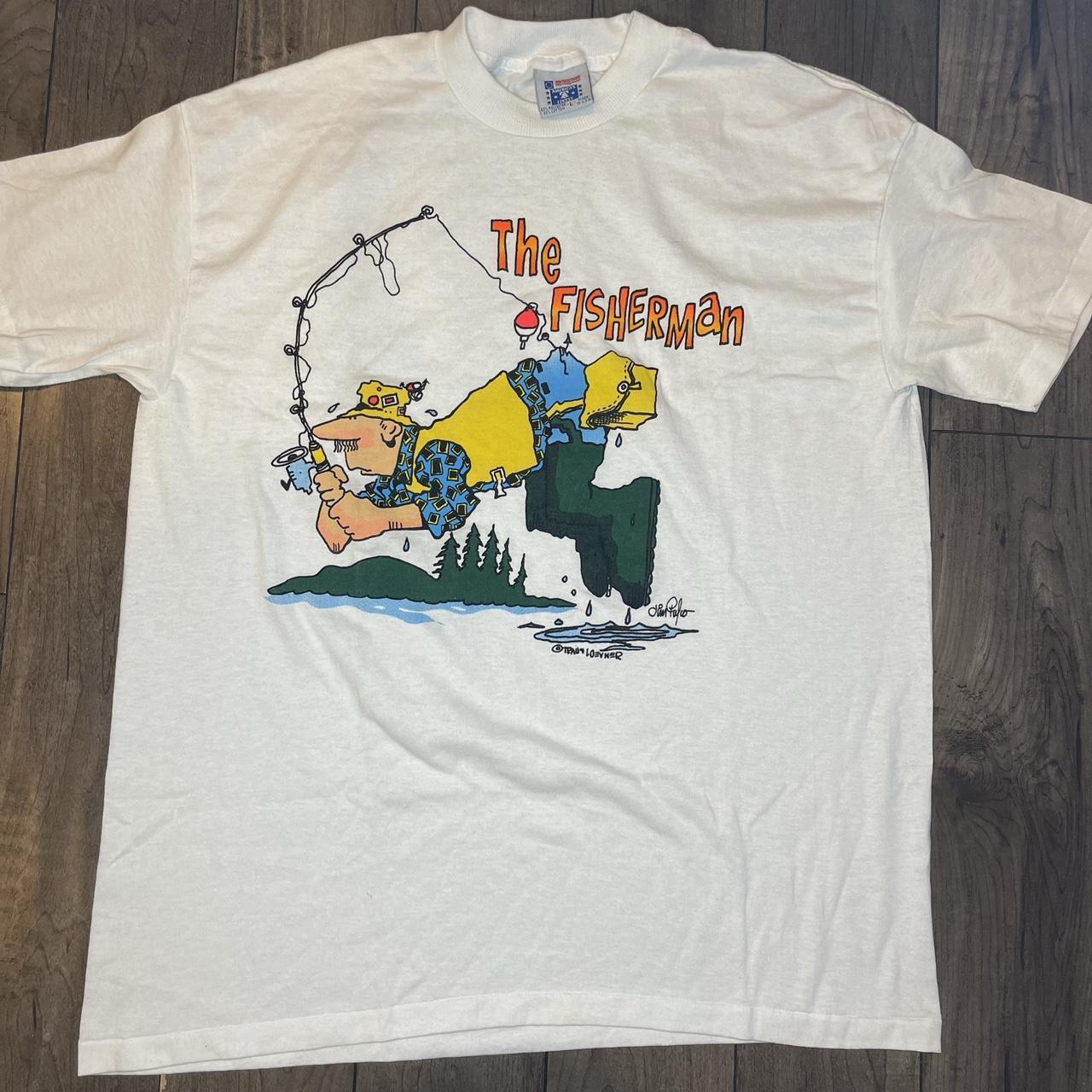 90s Vintage “The Fisherman” fishing art t-shirt.