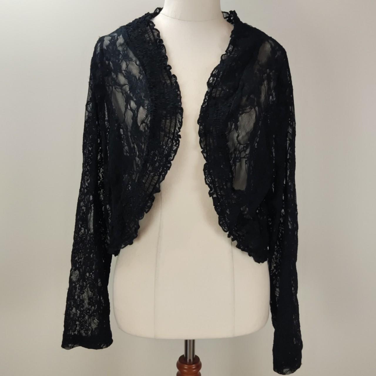 Black lace shrug with long sleeves No brand or size... - Depop