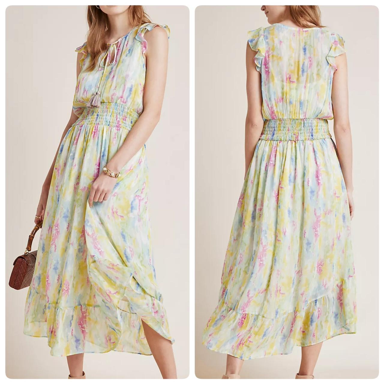 Anthropologie Watercolor Maxi Dress Size. Depop