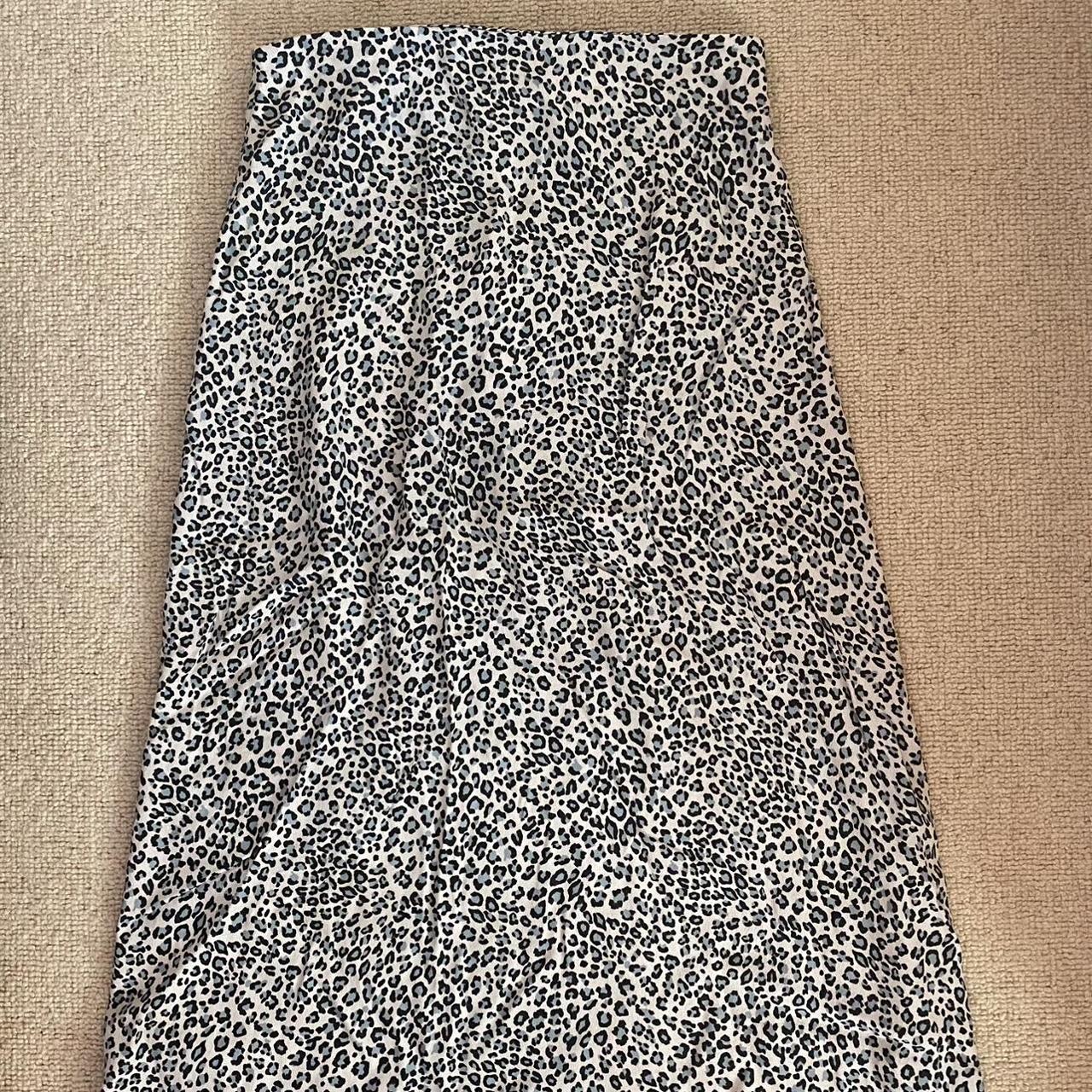 brandy melville midi skirt blue leopard print... - Depop