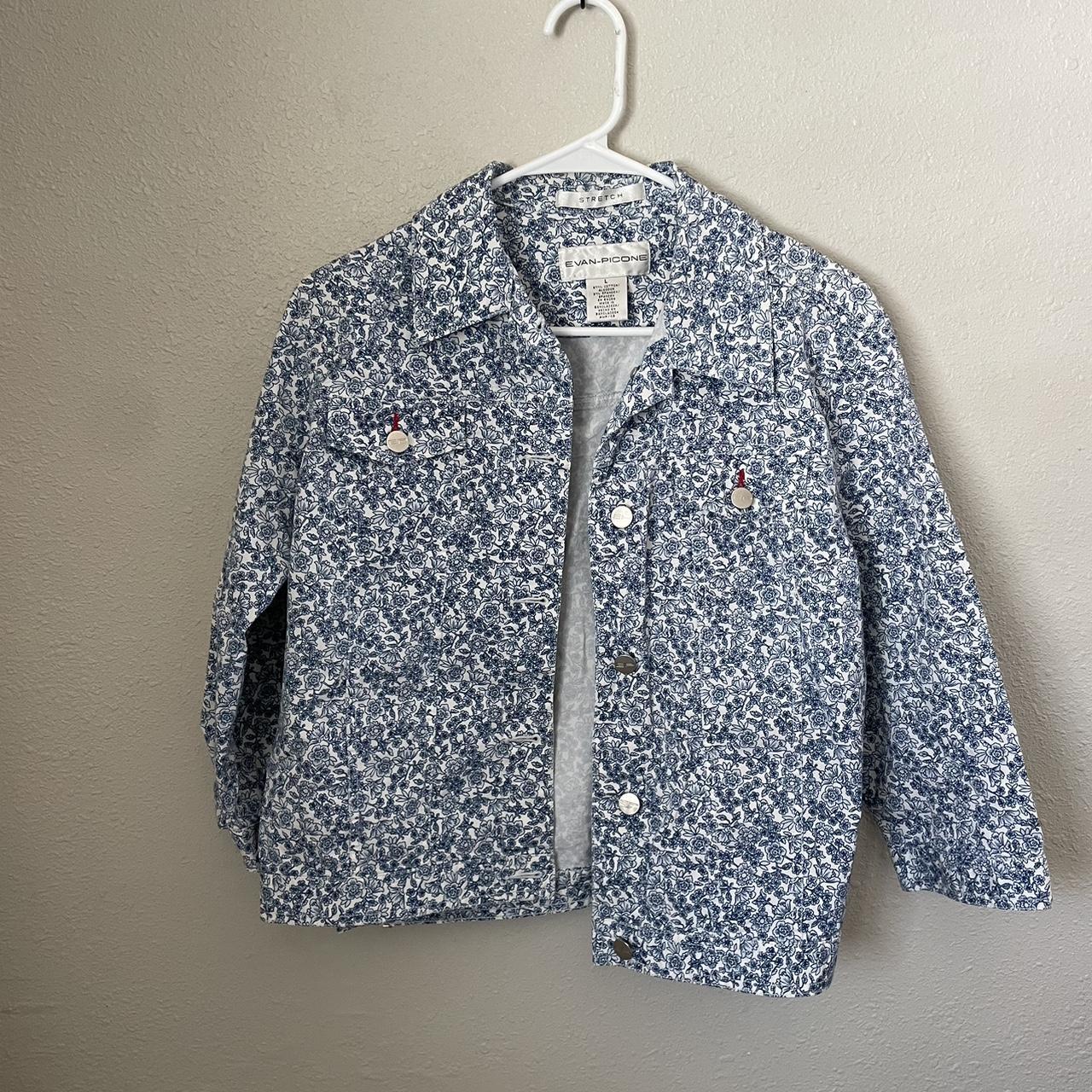 Women's Blue and White Jacket Depop