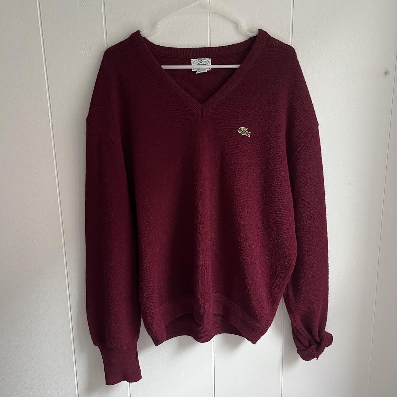 Lacoste maroon v neck sweater pretty sure this is a... - Depop