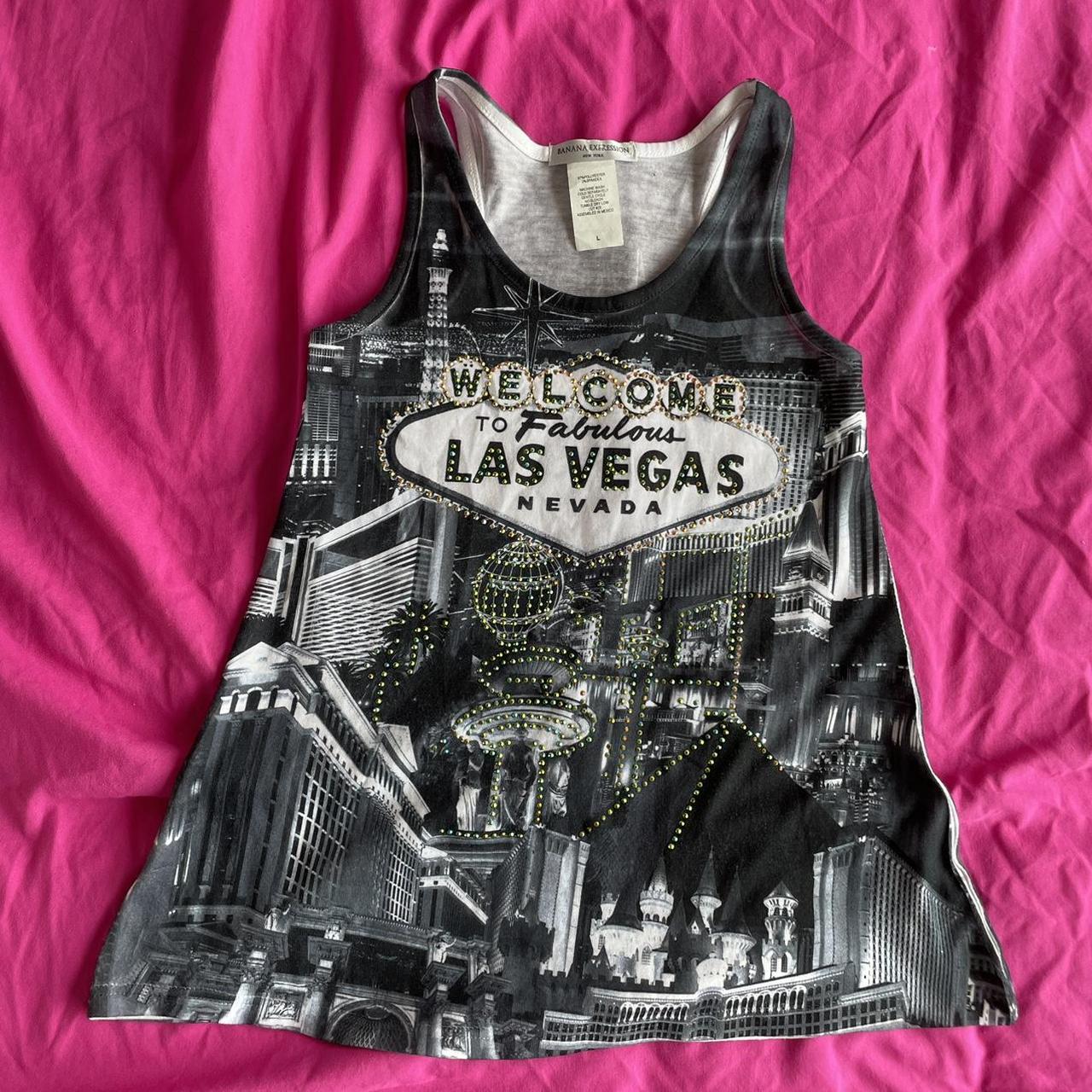 Las Vegas bedazzled rhinestone tank top fits S-M...