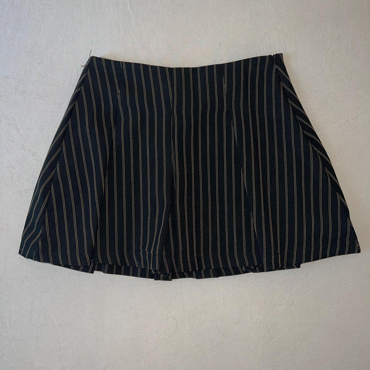 Reclaimed Vintage black pinstripe mini skort US... - Depop