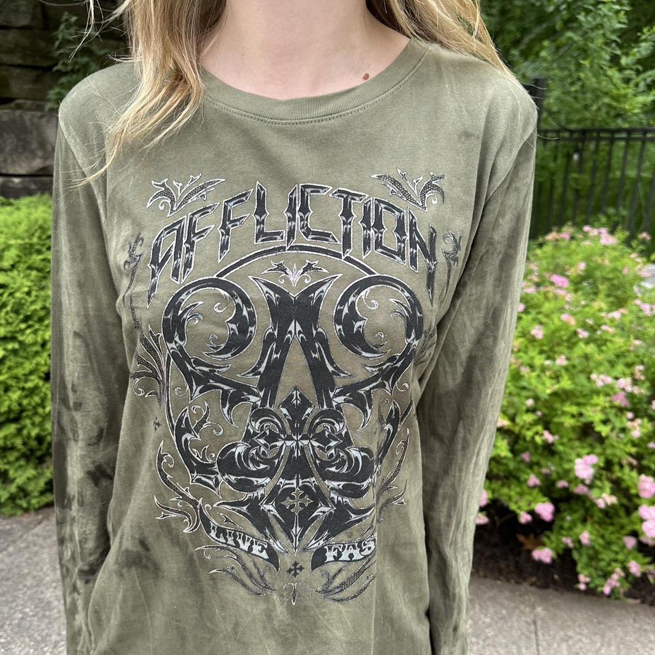 affliction long sleeve shirt size medium great... - Depop