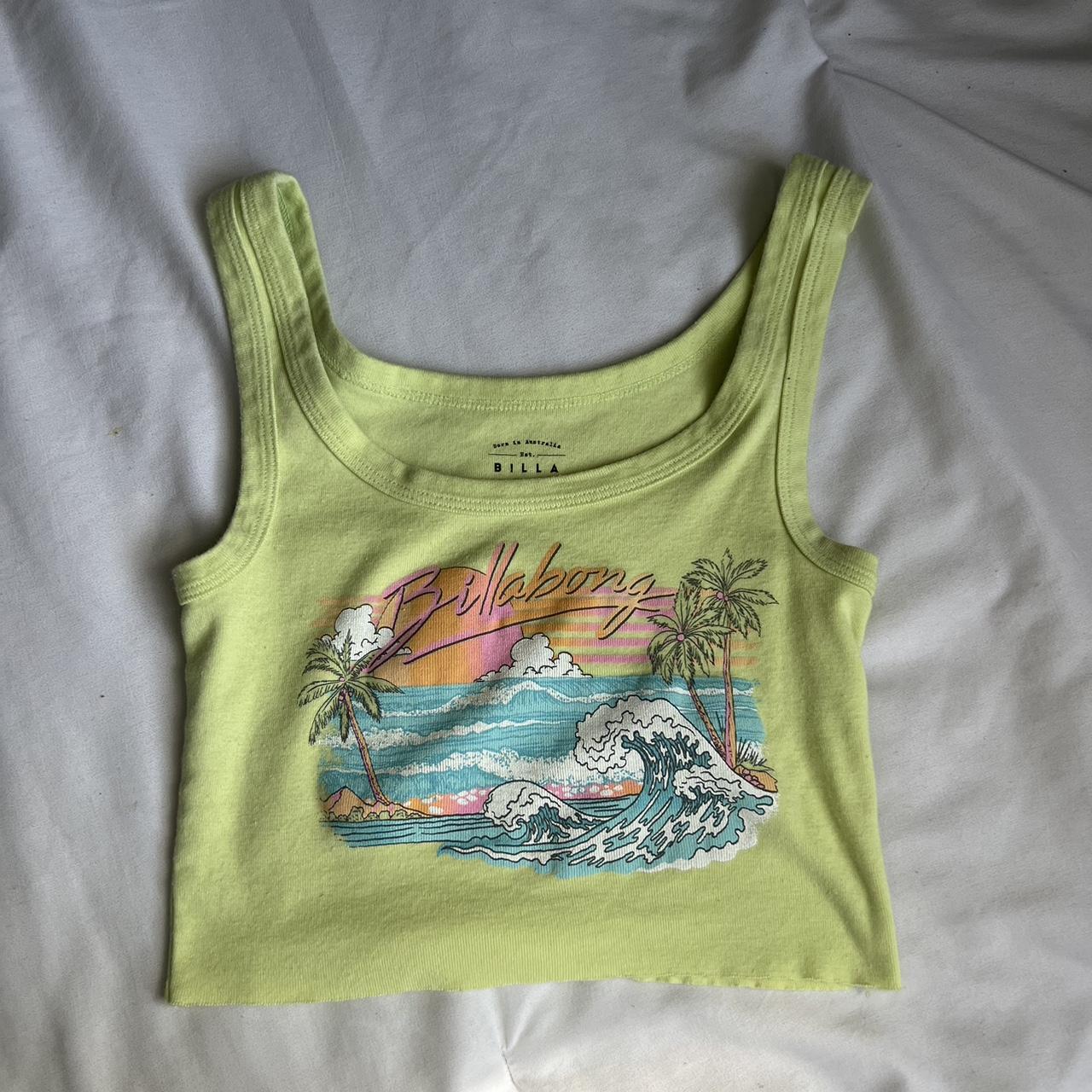 lime green billabong tank top size xs bought so many... - Depop