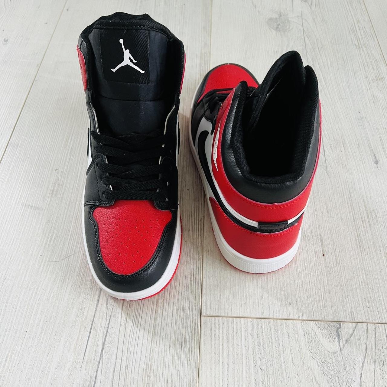 Jordan Men's Red and Black Trainers Depop