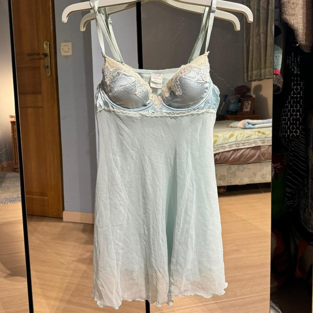 Gorgeous vintage blue mesh baby doll corset top... - Depop