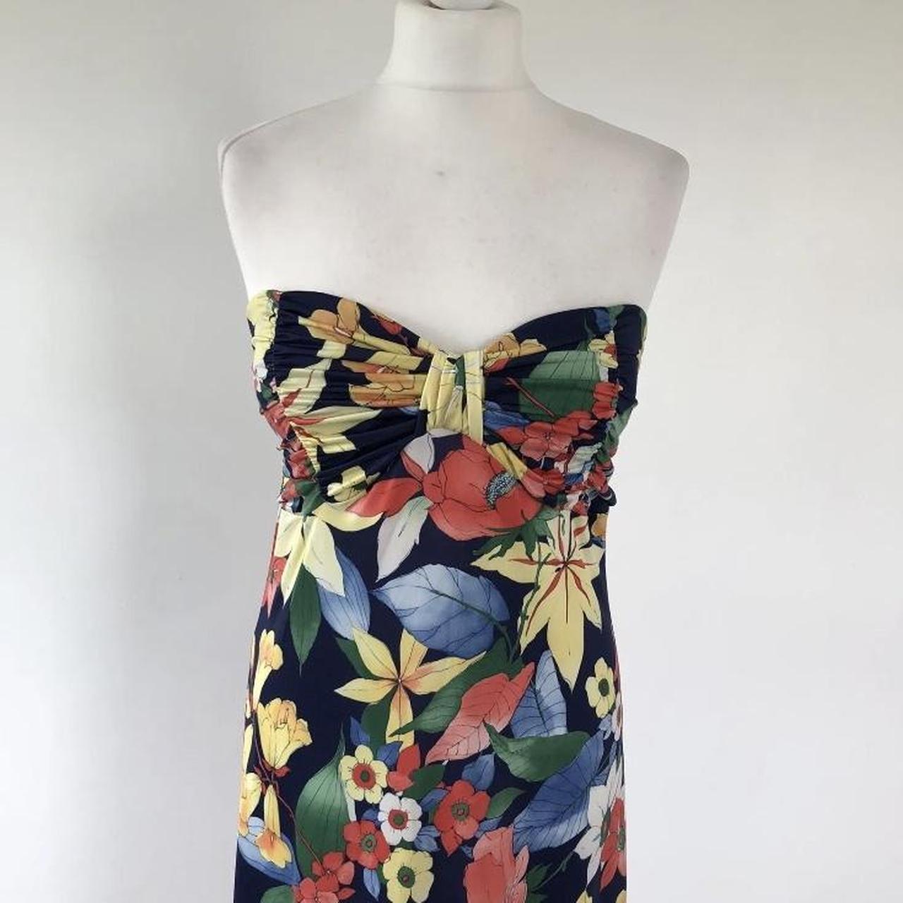 Jane Norman Strapless Maxi Dress Size UK 16 Floral... - Depop