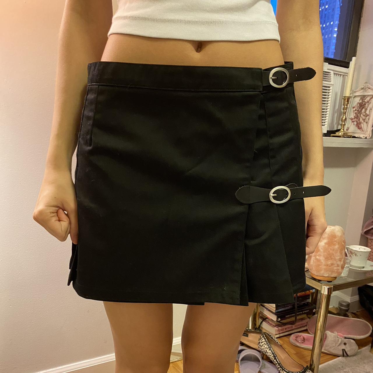 Brandy Melville pleated buckle mini skirt. Thick... Depop