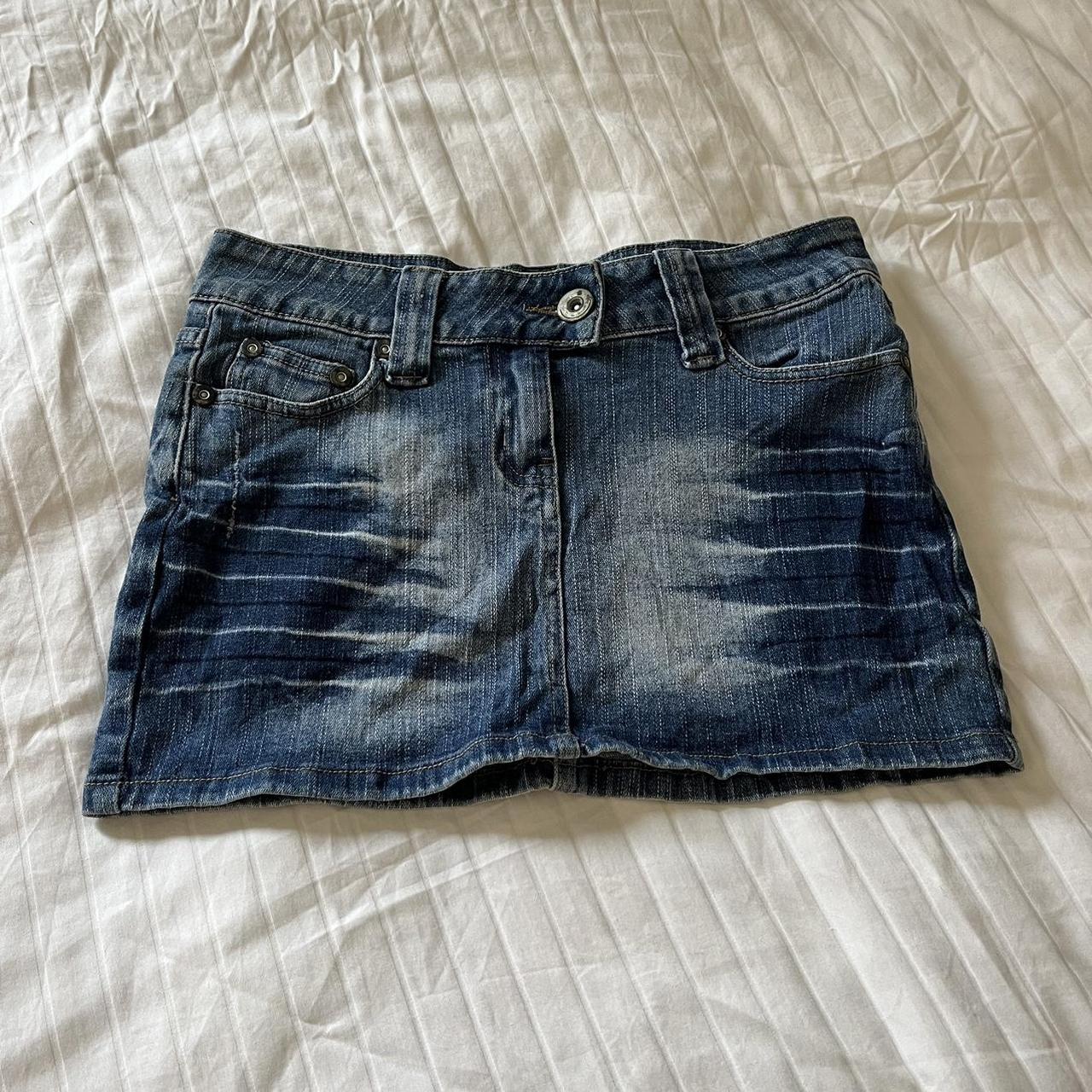 Vintage denim mini skirt Shown on a size 8 Super... - Depop