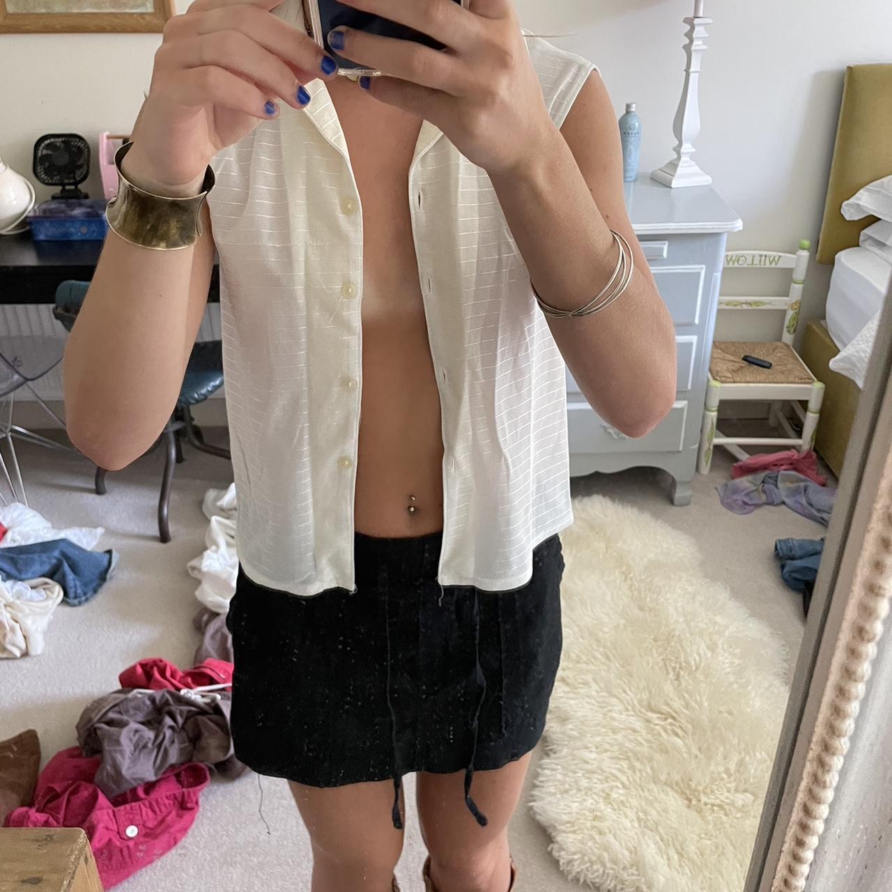 White button up top, can be worn in many ways and... - Depop