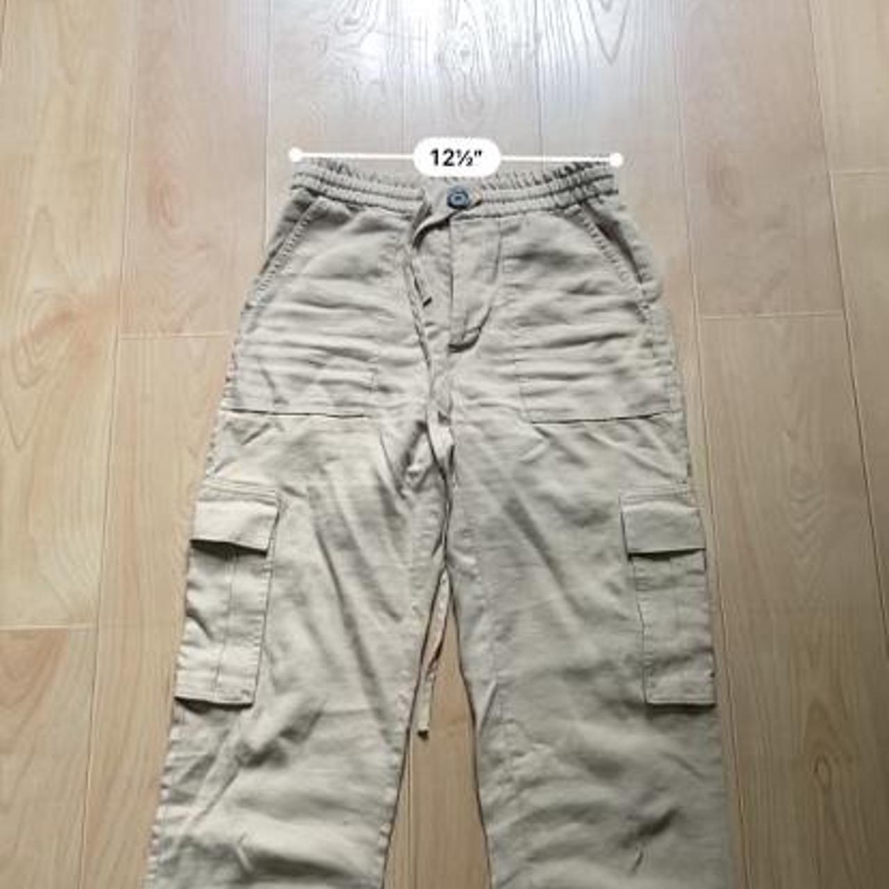 soft flowy zara cargo/khaki type pants, zipper and - Depop