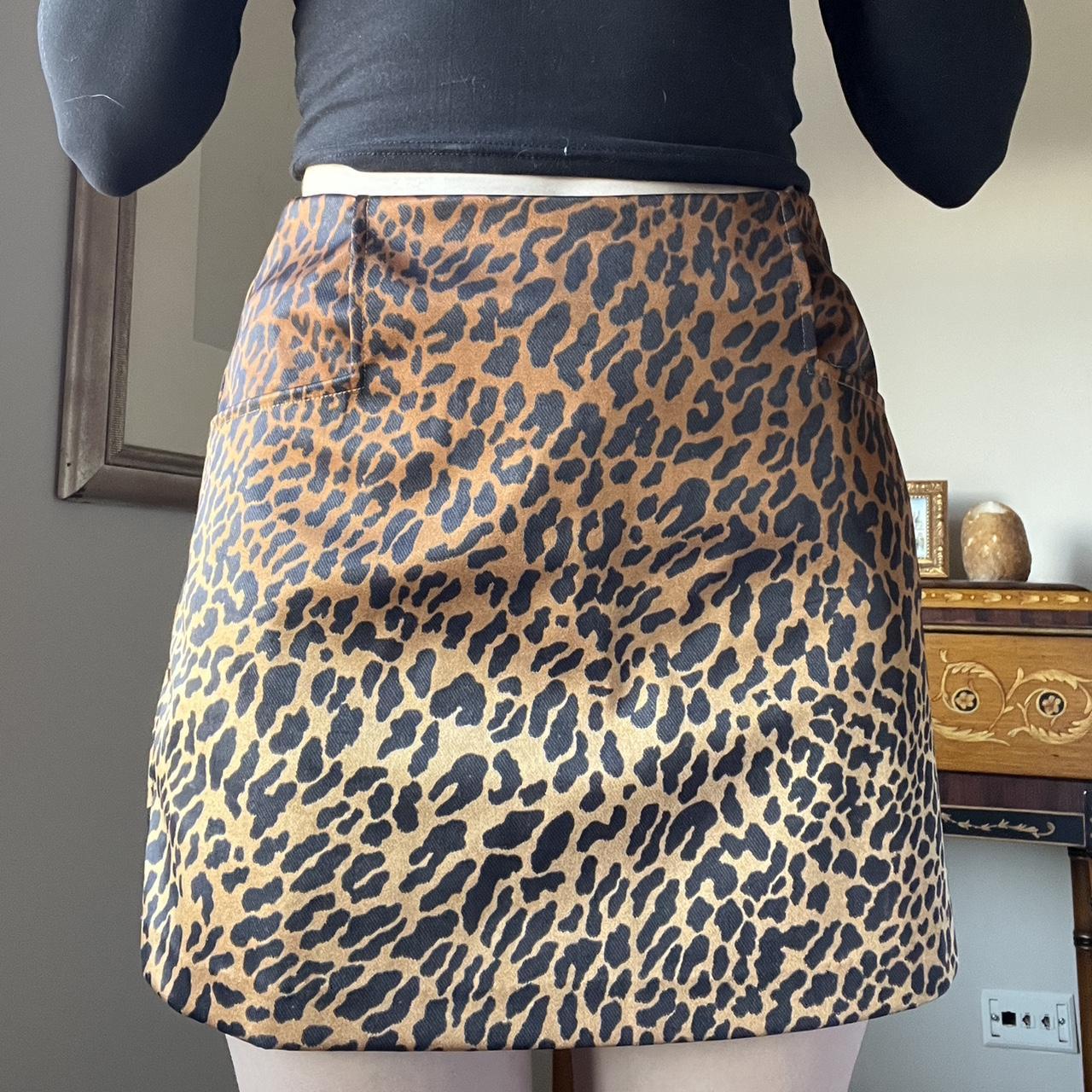 Leopard print clearance mini skirt zip