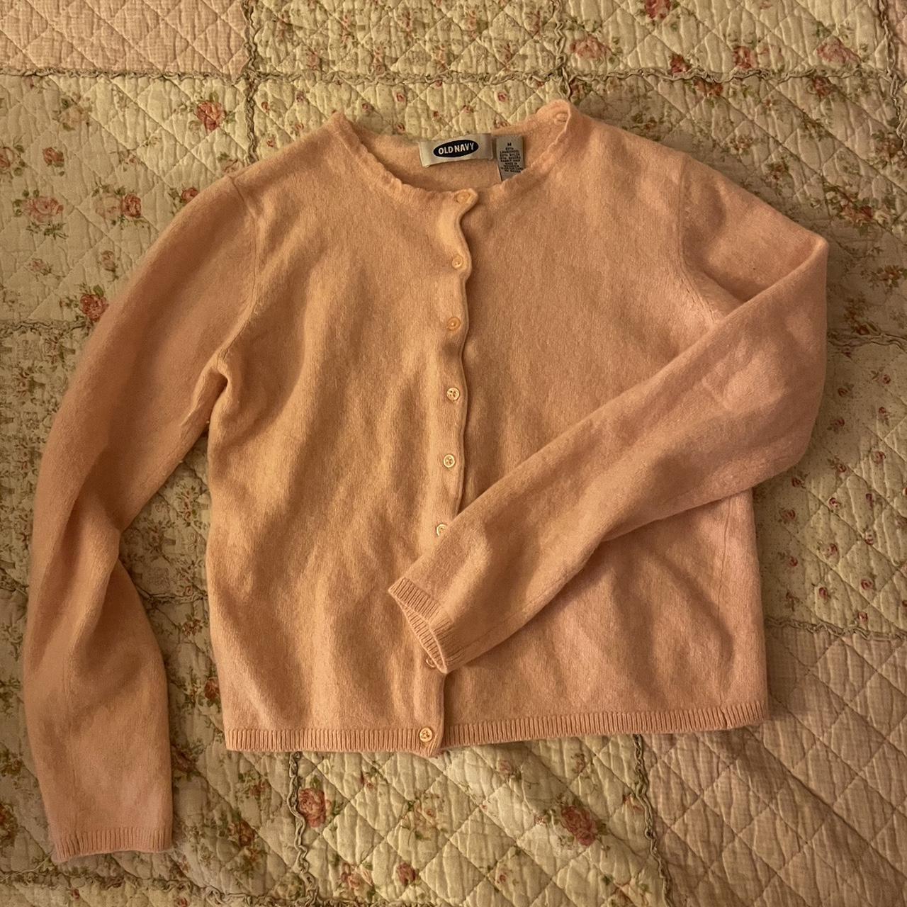 pink fleece old navy cardigan size xxs or kids... Depop