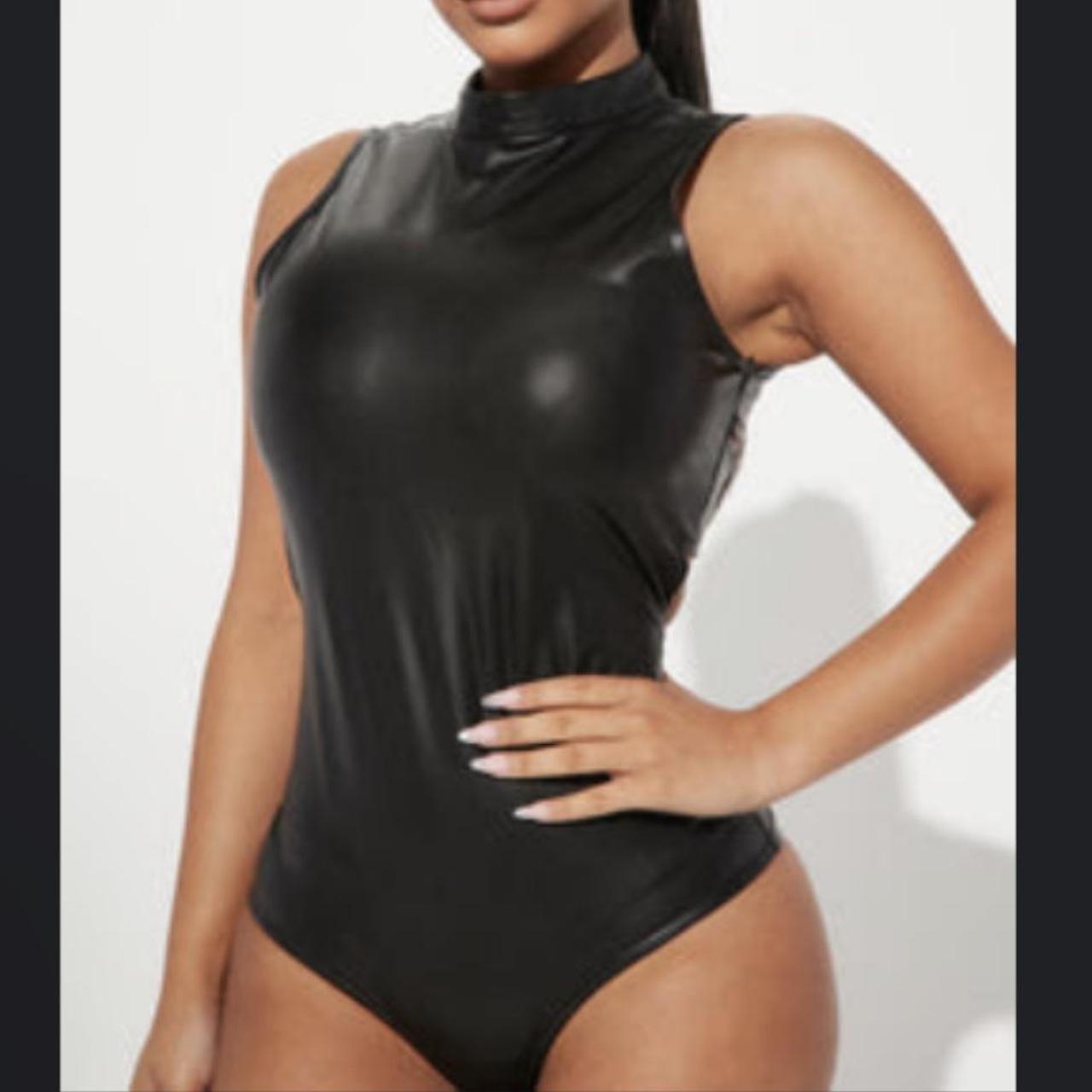 Faux Leather Bodysuit Clothing  Black Bodysuit Faux Leather