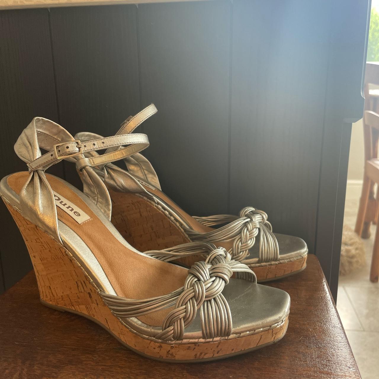 dune silver wedges says size 40 but very narrow open... - Depop