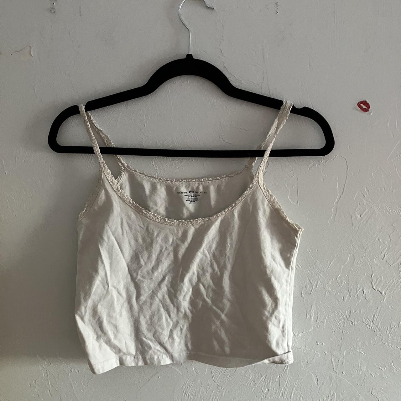 brandy melville grey lace tank top fits size xs //... Depop