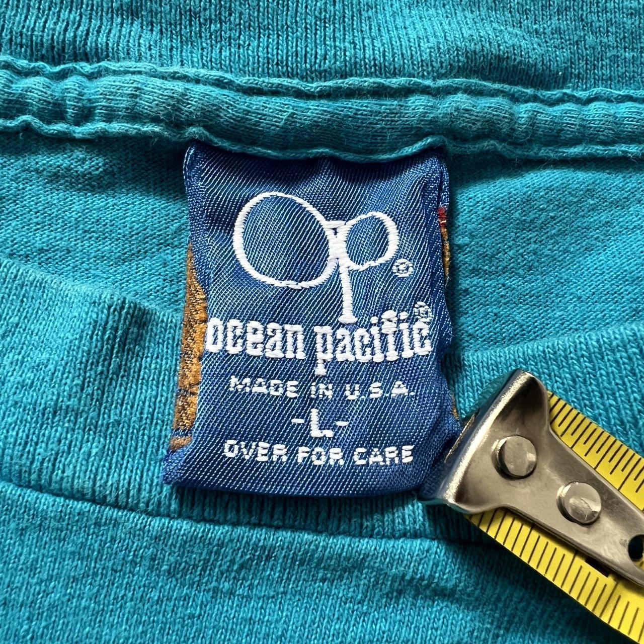 Ocean Pacific Men's Blue and Pink T-shirt | Depop