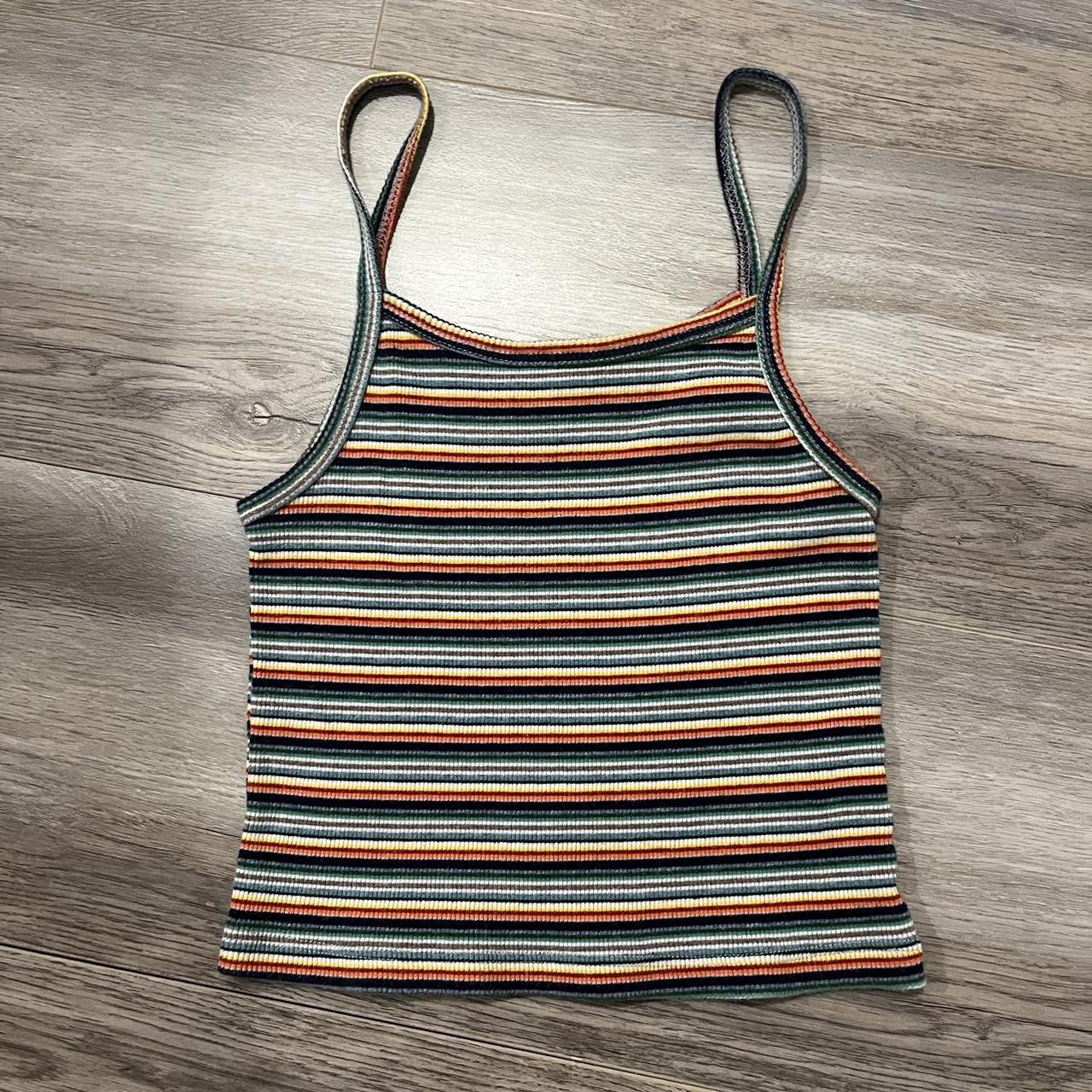 Brandy Melville Striped Ribbed Crop Tank Top Black/White (One Size) 