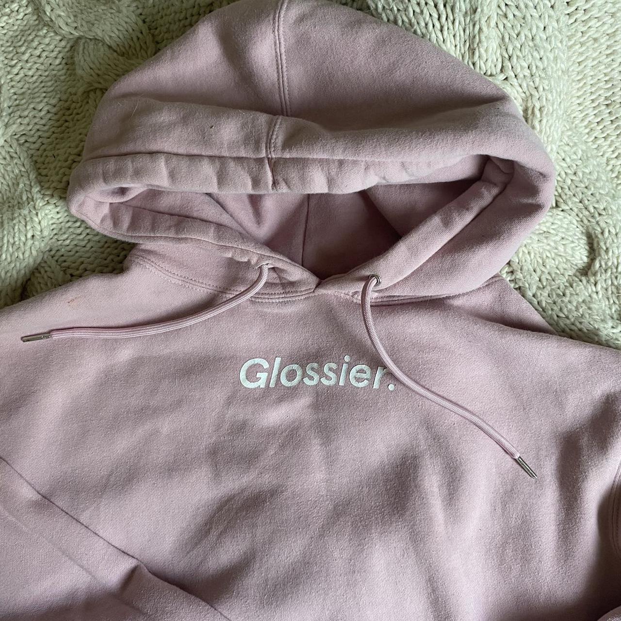glossier hoodie has a mark next to hood but very... - Depop