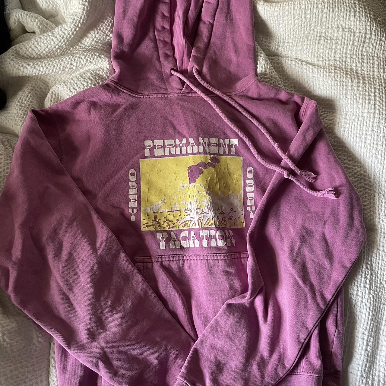 Women’s small pink “permanent vacation” Obey hoodie... Depop